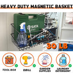 ULIBERMAGNET Magnetic Baskets, Large Capacity Metal Wire Mesh Basket Holder Organizer for Sundry Tool Storage, Magnetic Shelf for Garage, Laundry, Kitchen, Workshop, Cabinet(2 Pack) - style: Metal Magnetic Baskets