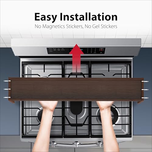 IIIOIIIA Bamboo Over the Stove Spice Rack Organizer Shelf for Kitchen, 31.5" with 6 Hooks, 11.4" Height Extra Storage Countertop, Easy to Assemble, Walnut - color: Bamboo Walnut