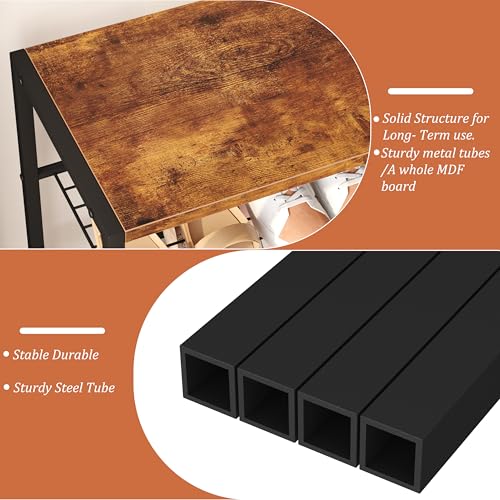 HOMEFORT 3-Tier Shoe Rack, Shoe Storage Shelf, Industrial Shoe Tower, Narrow Shoe Organizer for Closet Entryway, Small Shoe Rack Table with Durable Metal Shelves, Rustic Brown - color: Rustic Brown, size: 3-Tier (11.8"D x 23.23"W x 16.9"H)