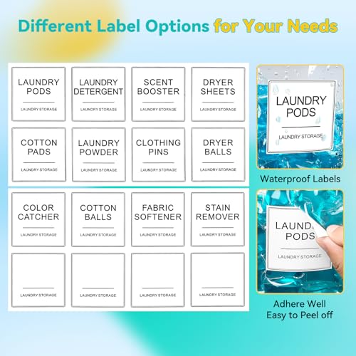 Laundry Pods Container & Dryer Sheet Holder, Laundry Room Organization and Storage Jars with Lids, Labels & Scoops for Powder Detergent Scent Booster - color: Wood