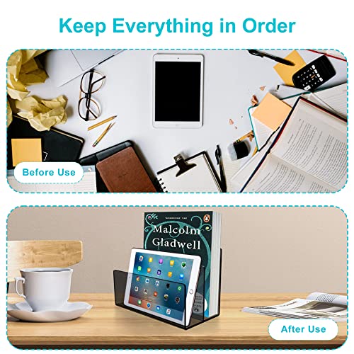 Boloyo Acrylic File Holder,1PC 2 Sections Clear Black File Organizer Mail Letter Sorter Desktop Folder Holder for Home Office School Envelope Bill Filling Paper Document - color: Clear Black, size: 2 Sections(1PC)