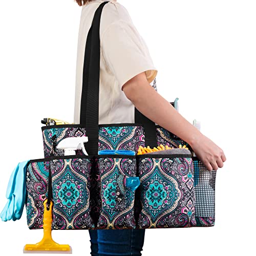 LoDrid Professional Cleaning Tote Caddy for Cleaning Supplies, Cleaning Bag Organizer with Dividers and Handle Strap for Housekeepers Work, Totem, (Bag Only) - color: Totem
