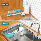 Over The Kitchen Sink Caddy Sponge Holder Organizer Drying Rack Expandable for Sponge Brush Soap Dish Cloth Rag 14.5" to 22", Stainless Steel - size: 14.5" to 22"