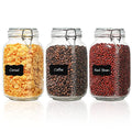 ComSaf Set of 3 Square Glass Jars with Airtight Lids (51 Oz), Wire Clamp Canisters for Pickling, Kombucha & Bulk Food, Wide Mouth Canning Jars for Space Saving Kitchen & Pantry Organization - size: 51oz*3