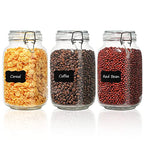 ComSaf Set of 3 Square Glass Jars with Airtight Lids (51 Oz), Wire Clamp Canisters for Pickling, Kombucha & Bulk Food, Wide Mouth Canning Jars for Space Saving Kitchen & Pantry Organization - size: 51oz*3