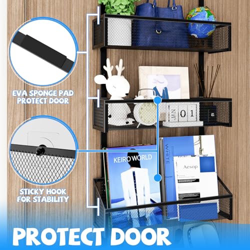 Kaiferty Over The Door Hooks Organizer, Coat Rack Over The Door Storage Hanger Towel Rack, Back of Door Storage Organizer for Bathroom,Bedroom,Kitchen,Office (Black, 4-Tier) - color: Black, size: 4-Tier