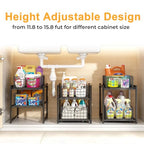 Under Sink Organizer, 2-Tier Pull Out Cabinet Organizer, Kitchen Bathroom Organizer and Storage, Spice Rack for Kitchen, Multi-use Sliding Drawers Shelves, Pack of 2