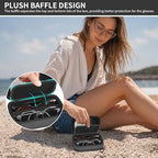 GWCASE Travel Glasses Organizer & Contact Lens Case - Adjustable Slots, Built-in Mirror, Tweezers, Solution Bottle & Hand Strap, Universal Fits Eyelasses/Sunglasses for Men & Women – Black - color: Black