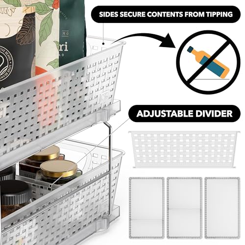 Simple Houseware 2 Tier Bathroom Organizer Tray Pull-Out Sliding Drawer/Under-Sink Storage, Clear - color: Clear