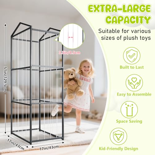 NomNest Stuffed Animal Storage Zoo, Large Carbon Steel Plushies Organizer, Heavy Duty Metal Teddy Bear Toy Holder for Kids' Bedroom & Playroom & Nursery (Non-Wheeled, Black) - color: Non-Wheeled, Black