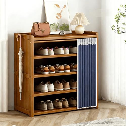 5 Tier Shoe Rack Bamboo Shoe Shelf Storage Organizer Shoe Stand for Closet, Entryway, Hallway, Bathroom and Living Room, Natural - size: 5 TIER