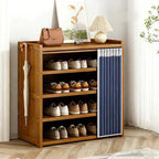 5 Tier Shoe Rack Bamboo Shoe Shelf Storage Organizer Shoe Stand for Closet, Entryway, Hallway, Bathroom and Living Room, Natural - size: 5 TIER