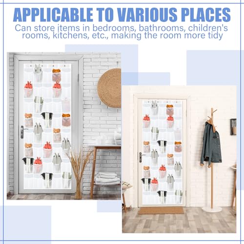Windyun 40 Over the Door Shoe Organizer Large Breathable Mesh Pocket Clear White Hanging Shoe Rack for Closet Behind Door Hanger Storage Holder Nonslip Hook for Women Men Entryway Bedroom Utility Room - color: White