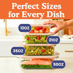 Ziruma Non-Toxic 4 Pack - Glass Food Storage Containers With Lids – Plastic Free, Airtight Meal Prep Containers, Multi-Size (12, 21, 35, 50 Oz), Microwave & Freezer Safe - size: Multi-Size