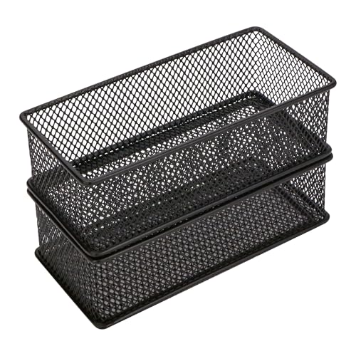 Annova Mesh Drawer Cabinet and Shelf Organizer Bins Storage Basket School Office Supply Holder Tray- Set of 2 (Black, 3x6x2 Inch) - color: Black, size: 3x6x2 Inch