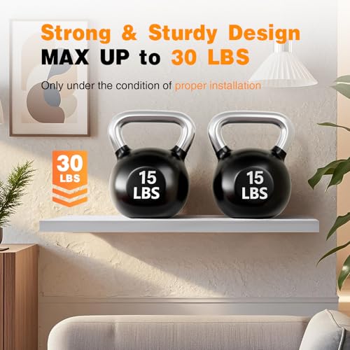 BAYKA Floating Shelves for Wall, 36 inches Long Wall Mounted Rustic Wood Shelves for Bathroom, Bedroom, Living Room, Kitchen, Office, Hanging Shelf for Books/Storage/Decor(White,Set of 2) - color: C. White - Modern Minimalist Style, size: 36inches