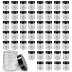 50 Pack 4 oz Clear Plastic Jars with Lids - Small/Mini Containers for Slime, Ointments, Lip Balm, Creams, Samples, Eyeshadow, Travel Storage, Makeup, Lotion and Body Butter