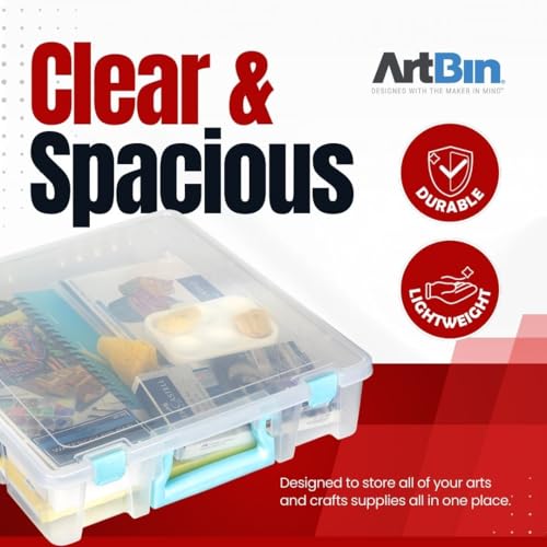ArtBin Super Satchel 1 Compartment Box Clear Craft Organizer Storage Case (Pack of 3) - color: Aqua Accents, size: 3 Pack