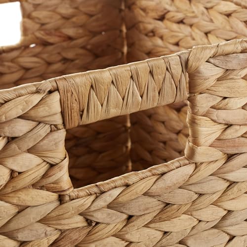 Casafield 10.5" x 10.5" Water Hyacinth Storage Baskets, Natural - Set of 2 Collapsible Cube Organizers, Woven Bins for Bathroom, Bedroom, Laundry, Pantry, Shelves - size: 2-Pack
