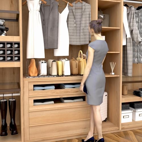 SPACEKEEPER Adjustable Shelf Divider for Closet, Clear Purse Organizers for Closet Acrylic Handbag Separators Storage Organizer Bookshelf Separator Dividers in Bedroom, Office - color: Clear