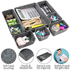 Newthinking Desk Drawer Organiser Trays, 8 Pack Square Organizer Box Stackable Dividers, Save Desk Space Dividers Box for Home Office Cosmetics Storage Boxes (Dark Gray)