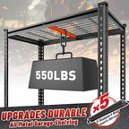 REIBII 40" W Metal Storage Shelves, 5 Tier Steel Garage Shelves, 72" H Adjustable Industrial Shelving Unit and Storage Shelf for Kitchen, Office, Basement, Pantry, Closet, Shed, 2750LBS - size: 40"Wx16"D x 72"H