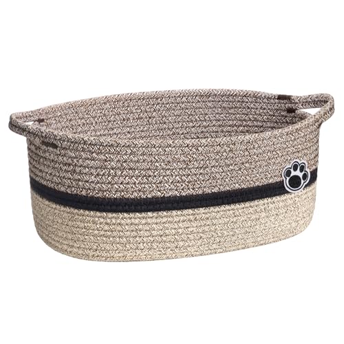 Dog Toy Basket, Baby Boy Shower Gifts Basket for Nursery Bedroom, Dog Storage Bins with Handles, Woven Rope Baskets for Pet Cat Organizer, 13.6"x 10" x 6" - color: Brown Mix, size: 13.6"L x 10"W x 6"H