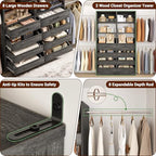 Aheaplus Closet System Set of 2, 4-9Ft Wood Closet Organizer with 8 Drawers & Shelves, Closet Organizer System with 8 Hanging Rods, Walk-in Closets Organizer Wardrobe Closet Rack, Black Oak - color: Black Oak-2Sets