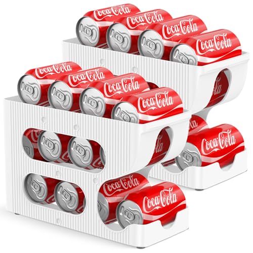 Sotfamily FIFO Soda Can Organizer for Pantry/Fridge, Automatic Rolling Pop Can Dispenser/Storage/Holder/Container for Refrigerator or 12" Deep Shelf, Space-Saving Drink Organizer for 24 Standard Cans - size: 2 Packs