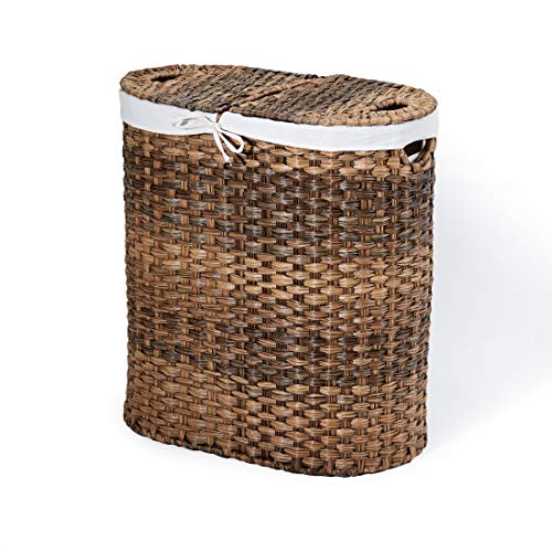 Seville Classics Premium Handwoven Portable Laundry Bin Basket with Carrying Handles, Household Storage for Clothes, Linens, Sheets, Mocha Brown, Oval Hamper - color: Mocha Brown, size: Oval Hamper (1-Pack)