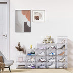 8 Pack XL Shoe Storage Box Organizer,Drop Side Large Shoe Boxes Clear Plastic Stackable Container,Magnetic Sneaker Display Case, Fit up to US 13（13.4”x 10.6”x 8.3”(8 Pack Black) - color: XL 8 Pack Black