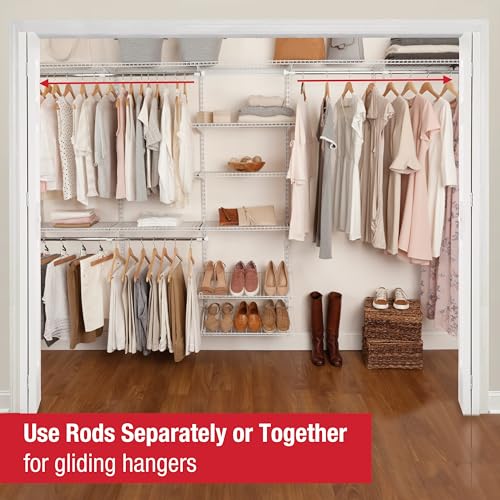 Rubbermaid Configurations Custom Closet Kit 6-10 Ft. Adjustable Metal Wire Shelving White Finish Expandable Organization System Hardware Included for Home Closet/Pantry/Laundry/Mudroom - color: White, size: 6-10 Feet