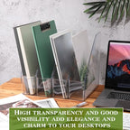 12 Pcs Clear Acrylic Magazine File Holder Plastic Desk Organizer with Handle Basics Vertical Magazine Rack Desk Folder Document Storage Organizer for Home Office School Work Study Desktop Supplies