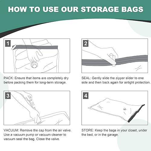 WTREE 20 Pack Vacuum Storage Bags, Space Saver Bags, Vacuum Sealed Bags for Comforters, Blankets, Clothes Storage, Hand Pump Included (4 Jumbo/4 Large/4 Medium/8 Small)