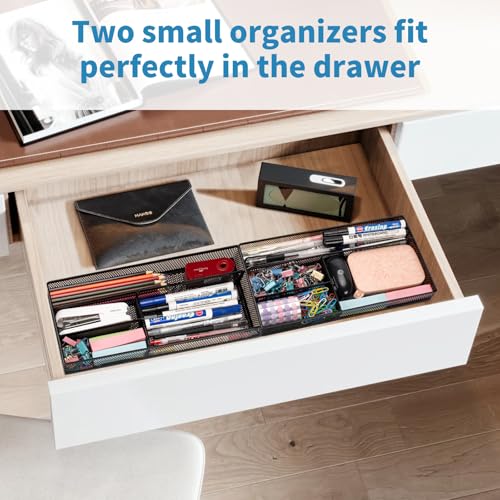 shenee Desk Drawer Organizer Tray,Drawer Organizer for Office and Home,Desk Organizer with Drawers,4 Compartments,Non-Slip Desk Organizers and Accessories for Stationery Makeup School (Black) - size: 11"L x 6.1"W x 1.4"H