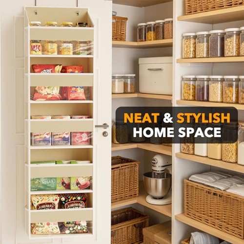 SpaceAid 2 Pack Over The Door Organizer with 5 Large Pockets and 10 Mesh Side Pockets, 5 Layers Door Organizer Hanging with Clear Window for Bedroom, Bathroom, Pantry and Nursery, Beige - color: Beige, size: 2 Pack