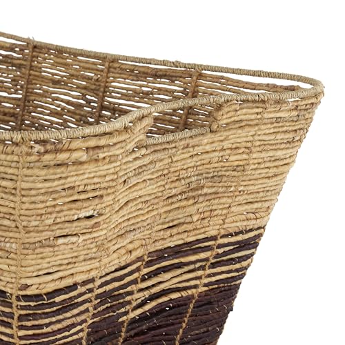 Deco 79 Seagrass Handmade Decorative and Functional Storage Basket Oversized Color Block Basket Organizer with Slot Handles, Basket for Storage 30" x 20" x 15", Brown - size: 30" x 20" x 15"