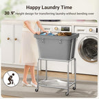 ELYKEN Rolling Laundry Hamper with Wheels, Laundry Cart with Removable Bag, Heavy Duty Metal Frame, 2-Tier Clothes Basket Hamper with Shelf for Closet, Bedroom, Bathroom, Laundry Room, Gray - color: Gray, size: 20.3"l X 15.9"w X 30.9"h