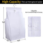 Hanging Collapsible Breathable Mesh Laundry Hamper, White, 24 x 14.2 x 7.5 in - color: White