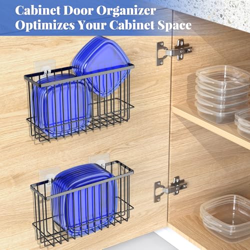 NiHome Cabinet Door Lid Organizer 2-Pack, Cabinet Organizers and Storage, Compact Design for Space Optimization-Over the Cabinet Door Organizer for Diverse Storage Solution - color: Black-Iron