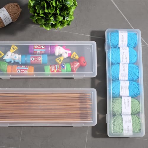 Large Storage Containers 6 Pack Plastic Box with Latching Lid 15" x 5"x 1.9" Storage Case for Art Supplies,Tools - size: Large-6 Pack