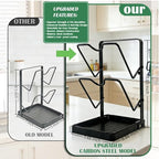Pot Lid Holder While Cooking, 2-Tier Heavy Duty Pot Lid Organizer with Drip Tray & U-Shaped Groove, Multifunctional Storage Rack for Stove Top & Kitchen Countertop - Black