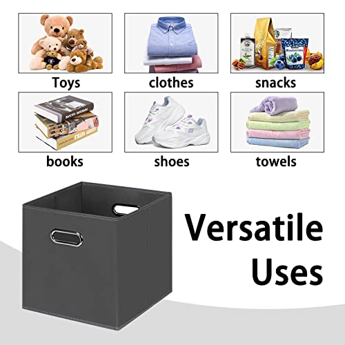 Black Foldable Storage Cubes Bins , Fabric Storage Box Cubes Organizer Baskets with Dual Handles for Home Organizer(Grey) - color: Grey, size: 1 Pack