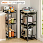 3-Tier Expandable Storage Shelves, 110LBS Heavy Duty Metal Shelving Unit, Adjustable Laundry Room Organization and Storage Shelf Rack,Ideal Narrow Bathroom Kitchen Laundry Room Organizer,Free-Standing - size: 3 Tier：11.8"D x 15.8"W x 31.5"H