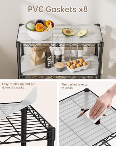 Golpart 8 Tier Shelves Storage Shelf Wire Closet Bathroom Organizers Metal Pantry Kitchen Garage Shelving Unit Laundry Room Organization Home Rack Net Basket Black with Wheels 12”D X 22”W X 74.2”H - color: Black, size: 8 shelves (12 "D X 22 "W X 74.1 "H)