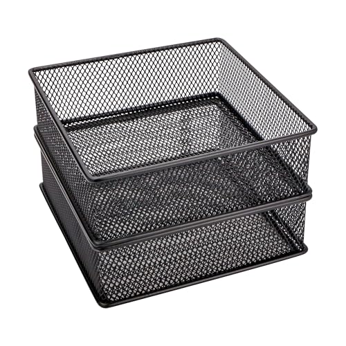 Annova Mesh Stackable Drawer Cabinet and Shelf Organizer Bins Storage Basket School Office Supply Holder Tray- Set of 2 (Black, 6x6x2 Inch) - color: Black, size: 6x6x2 Inch