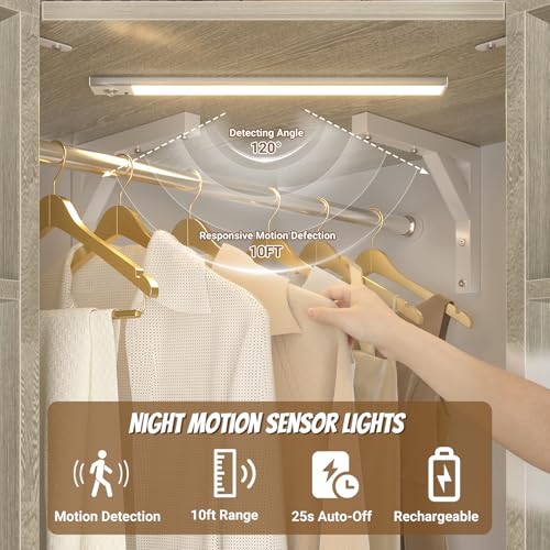 Besiost Corner Closet System with 2 Motion Sensor Lights, 39.2" Corner Closet Organizer with 12 Shelves, Closet System with 2 Hanging Rods, Versatile 6-Tier Walk-in Closet for Corner Space, White Oak - color: White Oak, size: 39.2" - With 2 Sensor Lights
