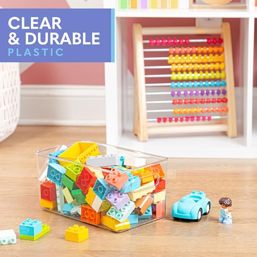 Plastic Food Storage 2 Pack Clear Container Bin with Handles for Organizing Kitchen, Pantry, Refrigerator, Freezer, Pantry, Cabinet, Closet, Bathroom. 10”x6”x5” - size: 10x6x5