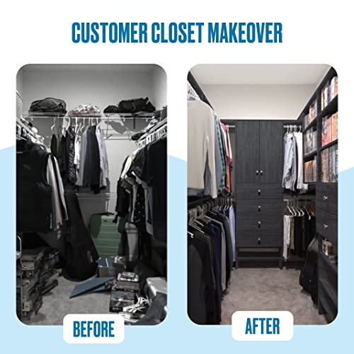 Modular Closets Vista Collection Double Hanging Wood Closet Organizer Unit (Grey, 21" Wide) - color: Grey, size: 21" Wide