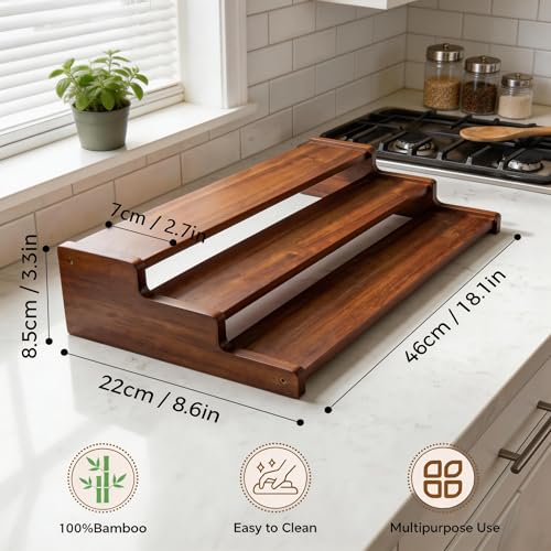 Bamboo Spice Rack，3-Tier Spice Rack Organizer for Cabinet or Pantry (Walnut, L) - color: Walnut, size: L